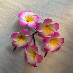 5 Fleurs Hawaïennes pour cheveux avec pince. (NEUVE)
